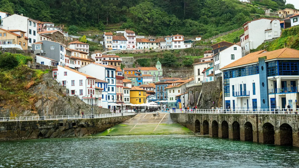 Colorful houses of the fishing village of Cudillero on the Asturian coast