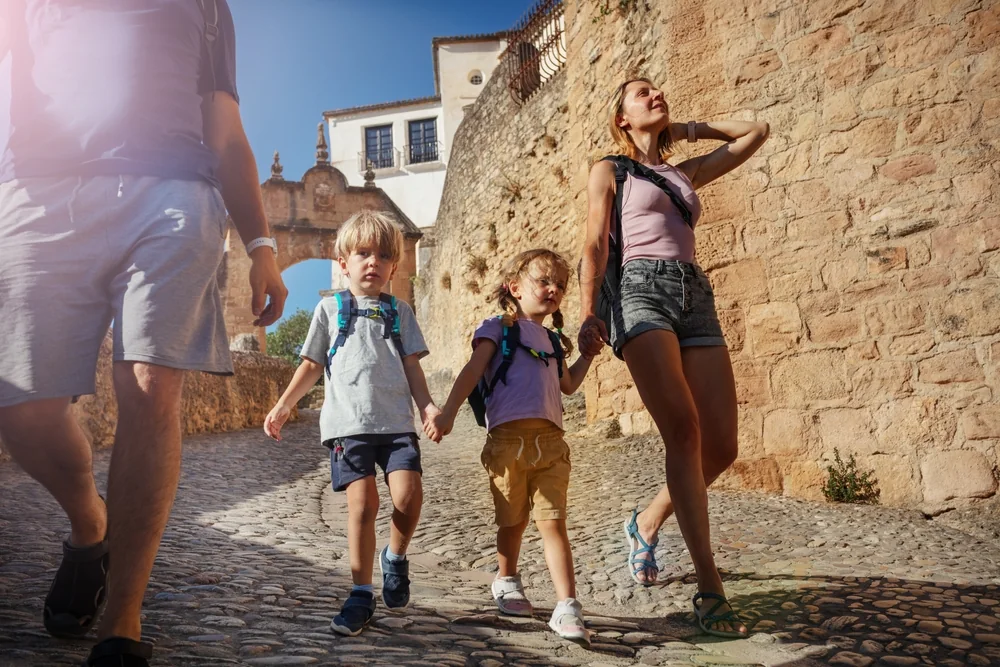 Family at the Alcazaba of Malaga, Andalusia