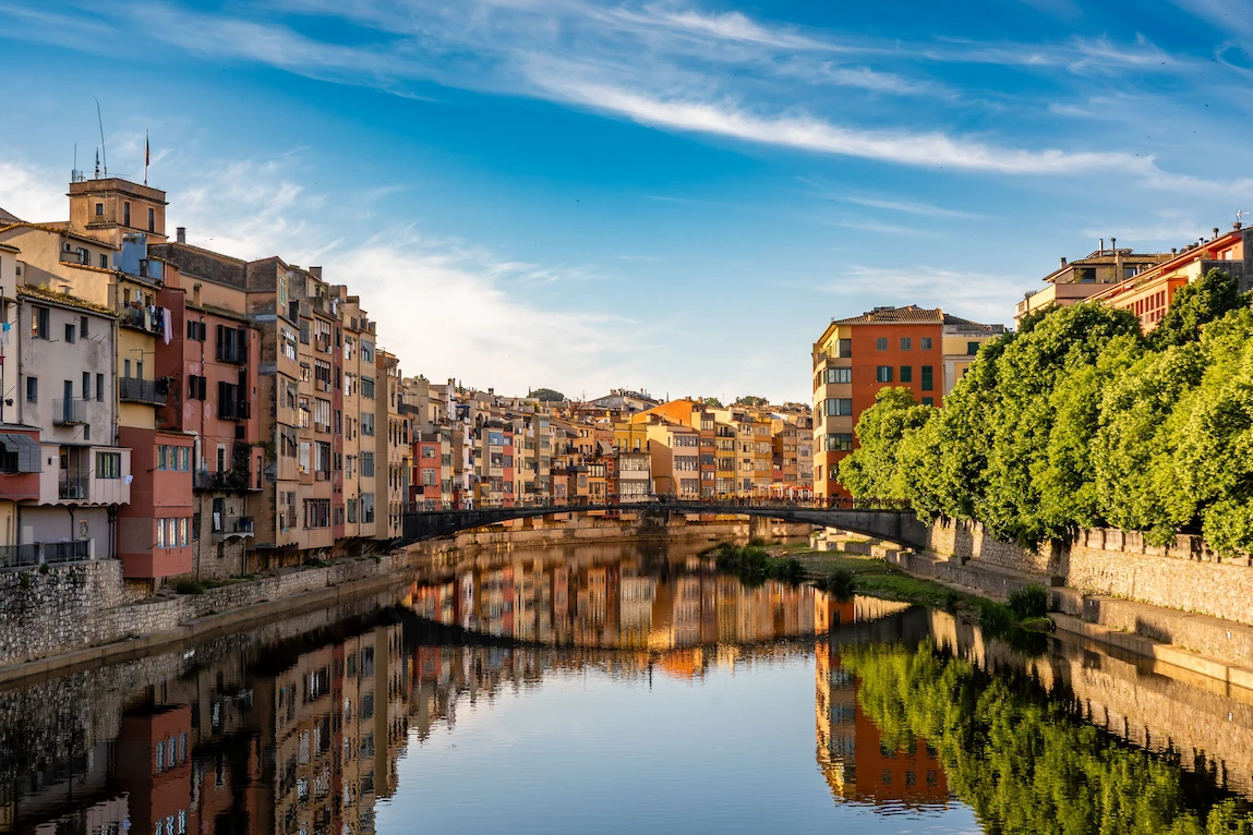 Colorful riverside houses along the Onyar in Girona, Catalonia