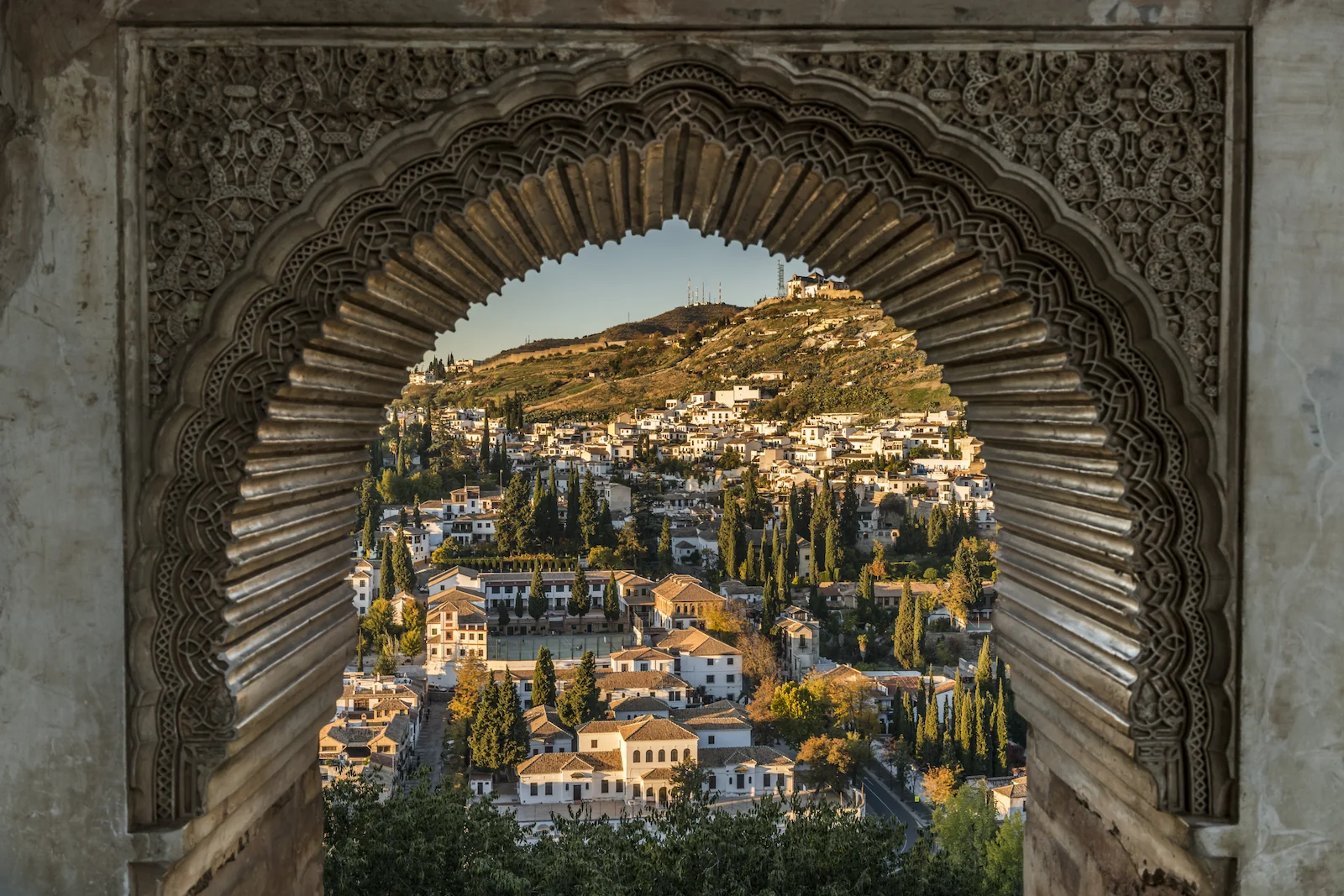 The Albaicin seen through a Moorish window, Granada