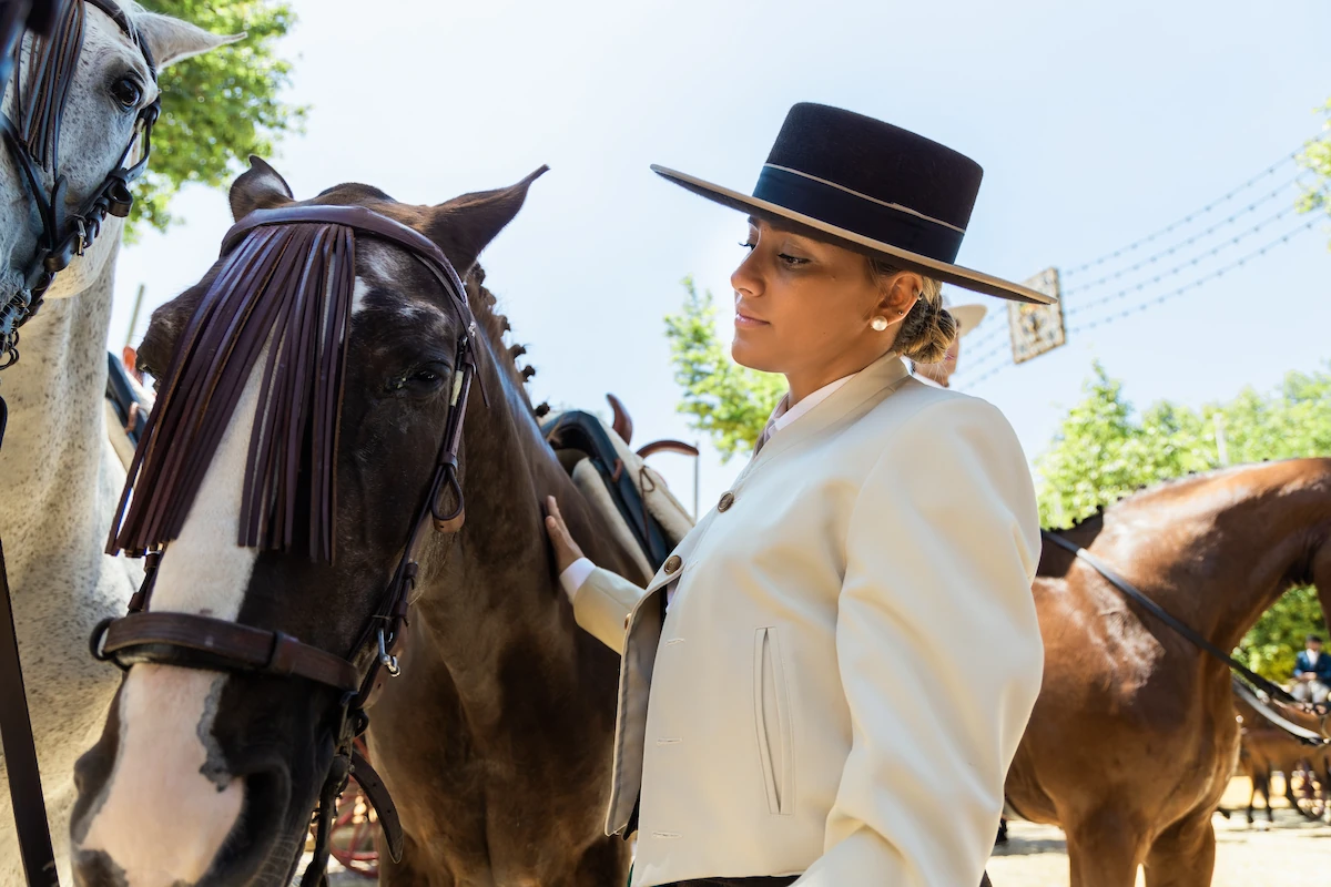 Andalusian horse and rider at the Feria de Jerez, Jerez de la Frontera