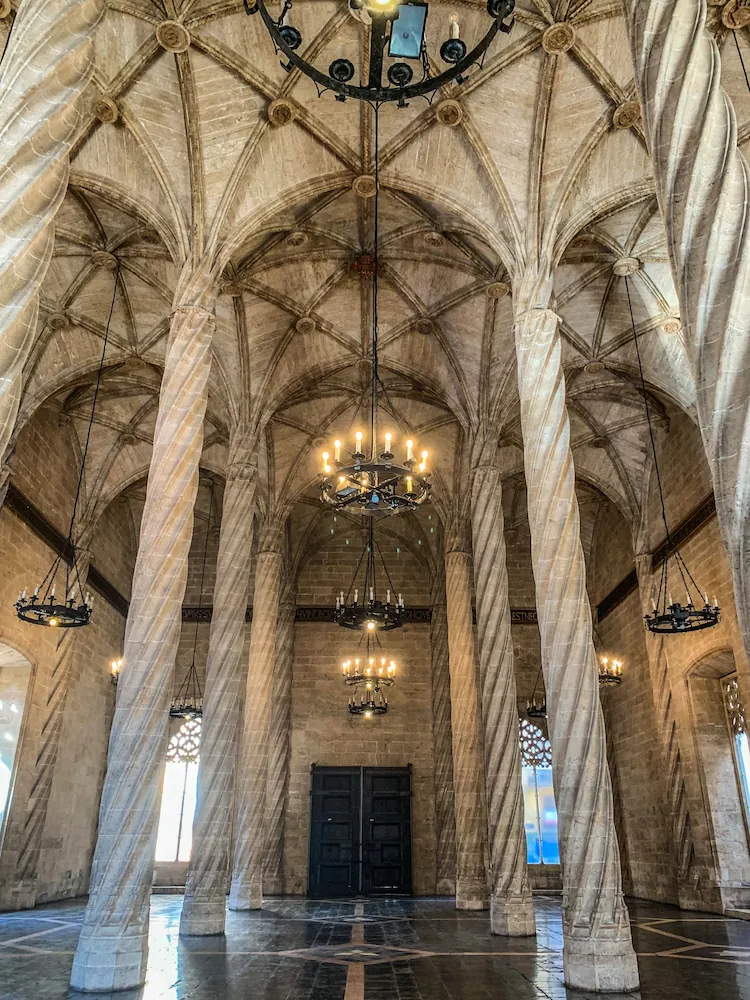 Interior of La Lonja de la Seda, Valencia's Gothic silk exchange
