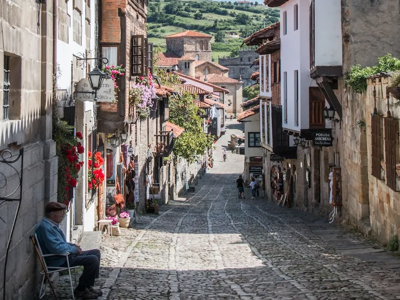 Stone streets and medieval buildings in Santillana del Mar, Cantabria