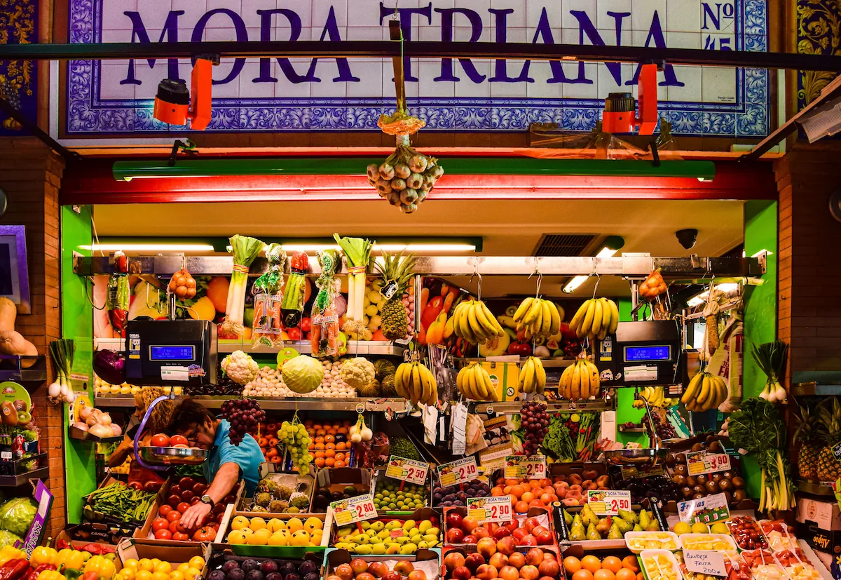 Triana market fruit vendor, Seville